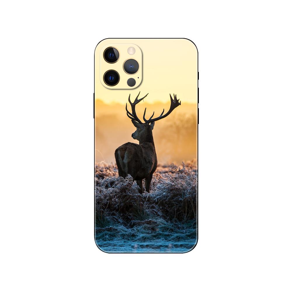 Deer Hunting Phone Case for Iphone 5 5s 2020se 6 6s 7 8 Plus X 10 XR XS 11 12 13 Mini Pro MAX Black Tpu Back Cover