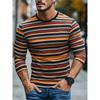 Retro Striped Graphic Long SLeeve T Shirts For Men Simple Fashion Spring Autumn 3D Printed T-shirts Casual Oversized Tees Tops