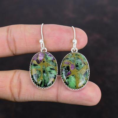 Copper Ruby Zoisite Earring 925 Sterling Silver Earring Unique Style Jewelry Handmade Dainty Earring Natural Gemstone Earring Gifts For Wife