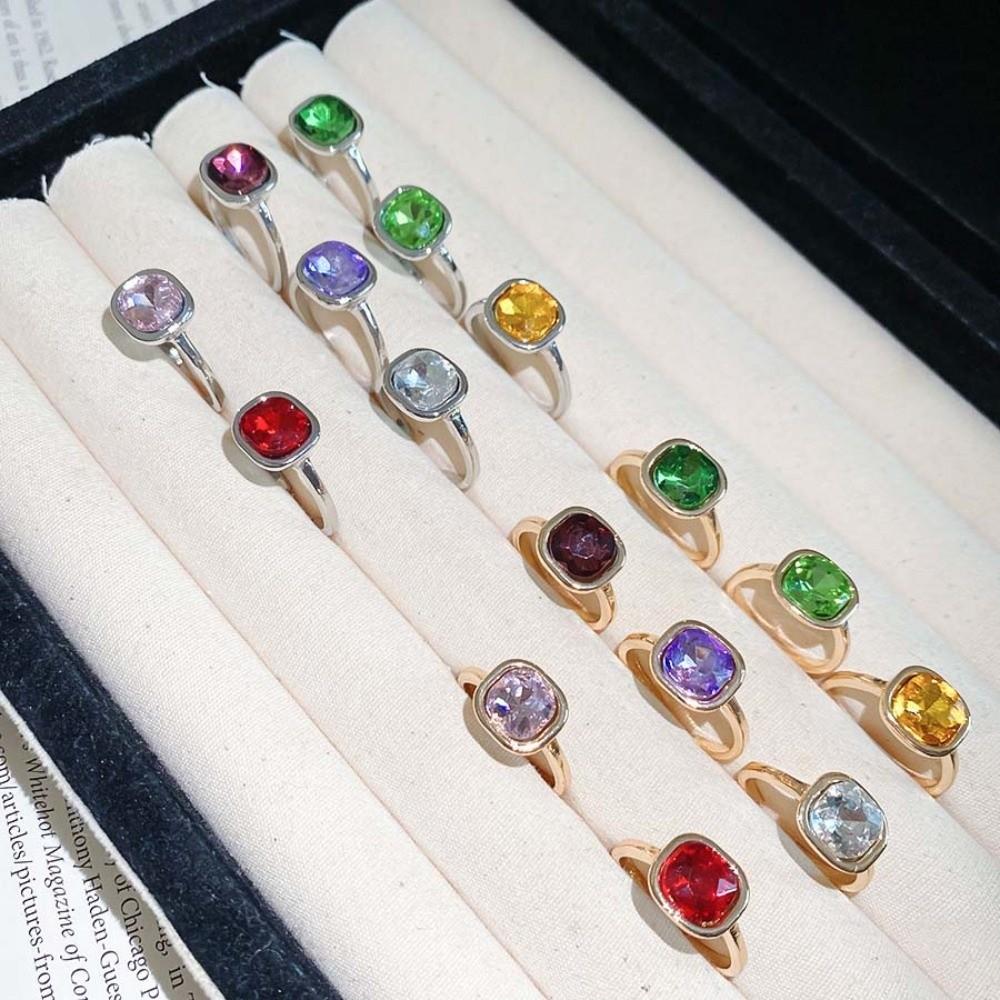 8Pcs Y2K Classic Geometric Ring Exaggerated Big Dome Plain Ring Crystal Opening Rings Set Women