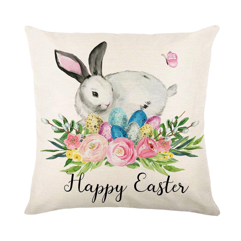 Home Nordic Easter Bunny Pillow Cover Sofa Pillow Bedside Pillow Cover Linen Pillow Cover