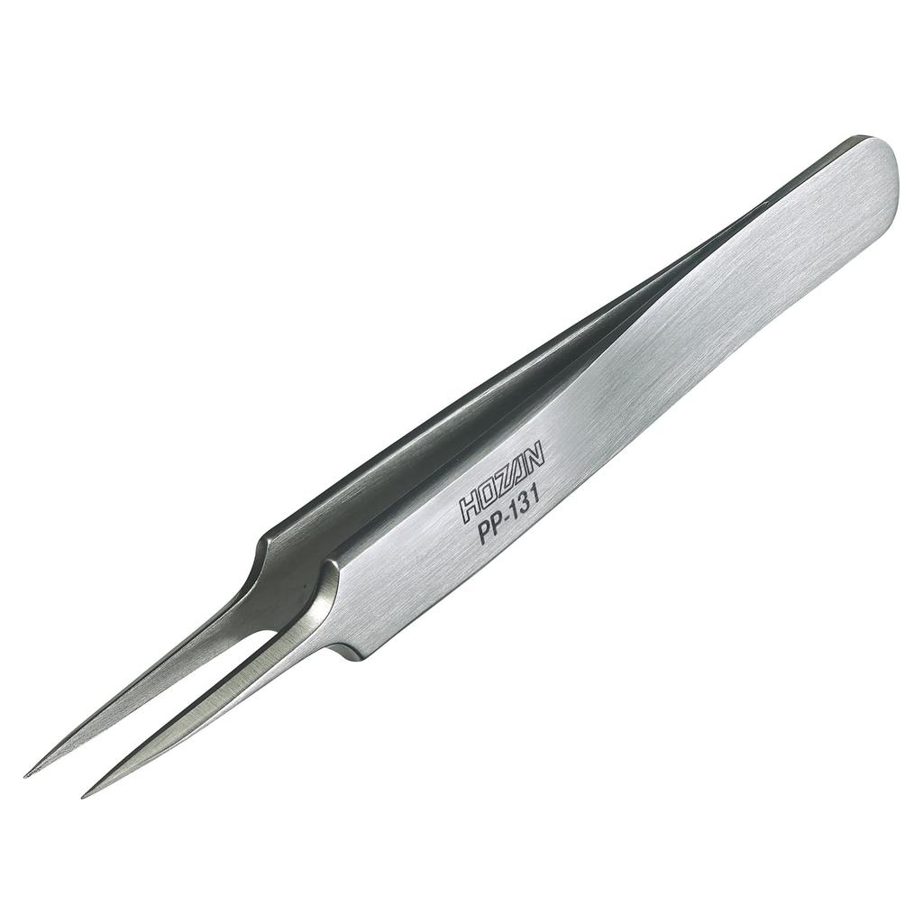 HOZAN Tweezers, Total Length 110mm, Opening Width 8mm, Tip Width 0.25mm, Tapered, PP-131
