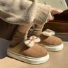 Bow Cotton Slippers Autumn and Winter Indoor Home 2025 New Velvet Warm Thick Bottom Non-slip Cotton Mop