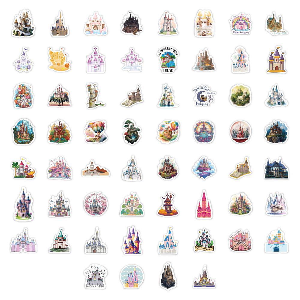 60 Cartoon Fairy Tale Castle Stickers - Princess, DIY, Waterproof, Student Journal Material