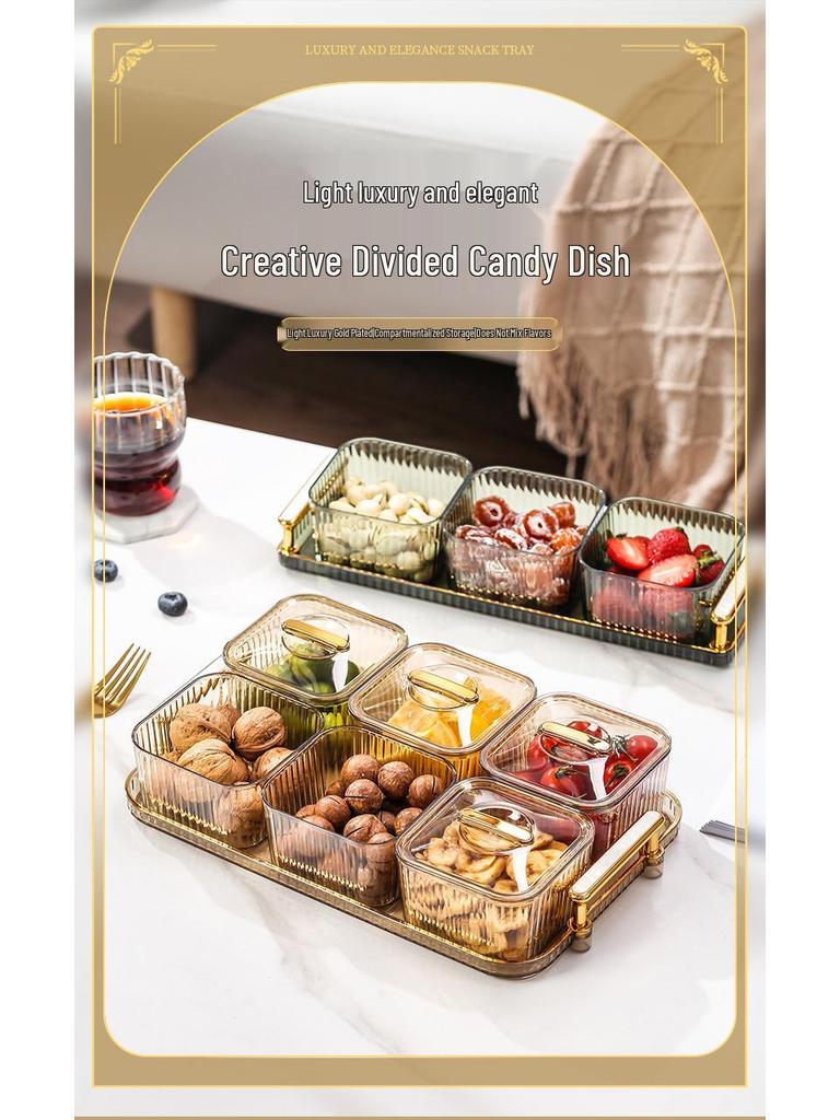 Luxurious Food-Grade Dried Fruit and Nuts Snack Plate with Lid