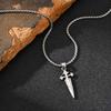 Fashion Punk Cross Sword Pendant Necklace for Men, Gold Silver Color Stainless Steel Chain Necklace, Creative Cool Jewelry