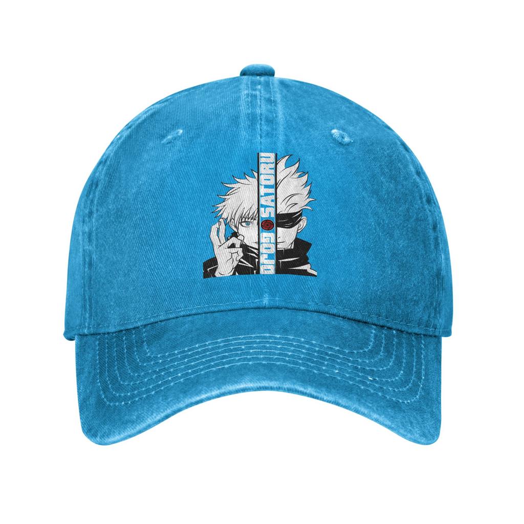 Vintage Jujutsu Kaisen Gojo Satoru Basebollkepsar Unisex Sliten Tvättad Huvudbonad Utomhus träning Ostrukturerad Mjuk Keps Hatt