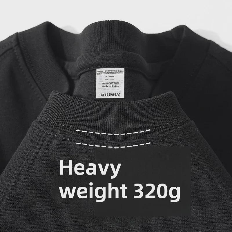 

320г Важка Біла Бавовняна Футболка з Коротким Рукавом для Чоловіків та Жінок - Щільна, Непрозора, Вільного Крою, Ідеальна для Літа. M [110-130 jin]