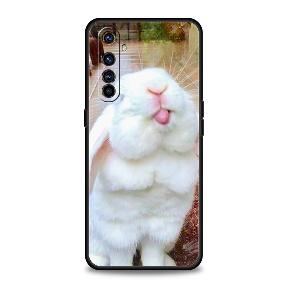Cute White Baby Rabbits Phone Case For Realme 12 11 10 9 8 5G 7 6 GT5 GT3 GT2 Pro C21 C25 C35 For Realme GT Neo 2 3 3T 5 Cover