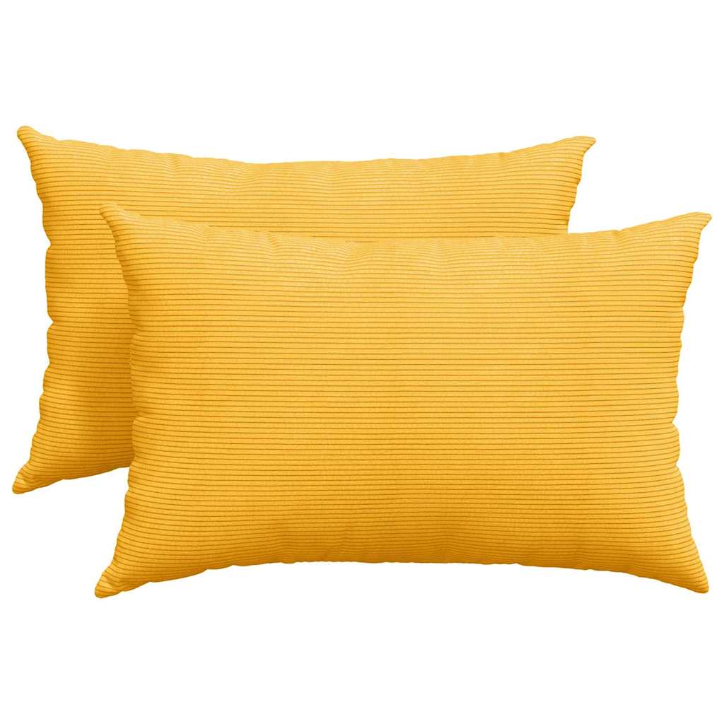 Sofa Cushions 2 Pieces Light Yellow 60 x 40 cm Cord Fabric