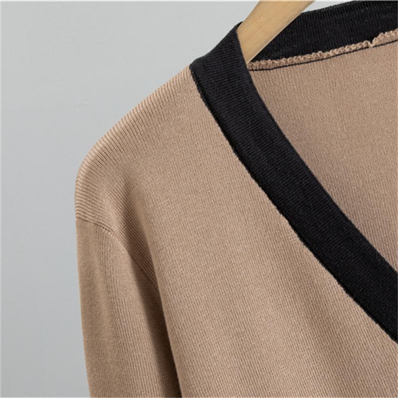 Dámský podzimní módní pletený oblek s výstřihem do V, široké nohavice, pletená vesta, pletený kardigan, třídílný set