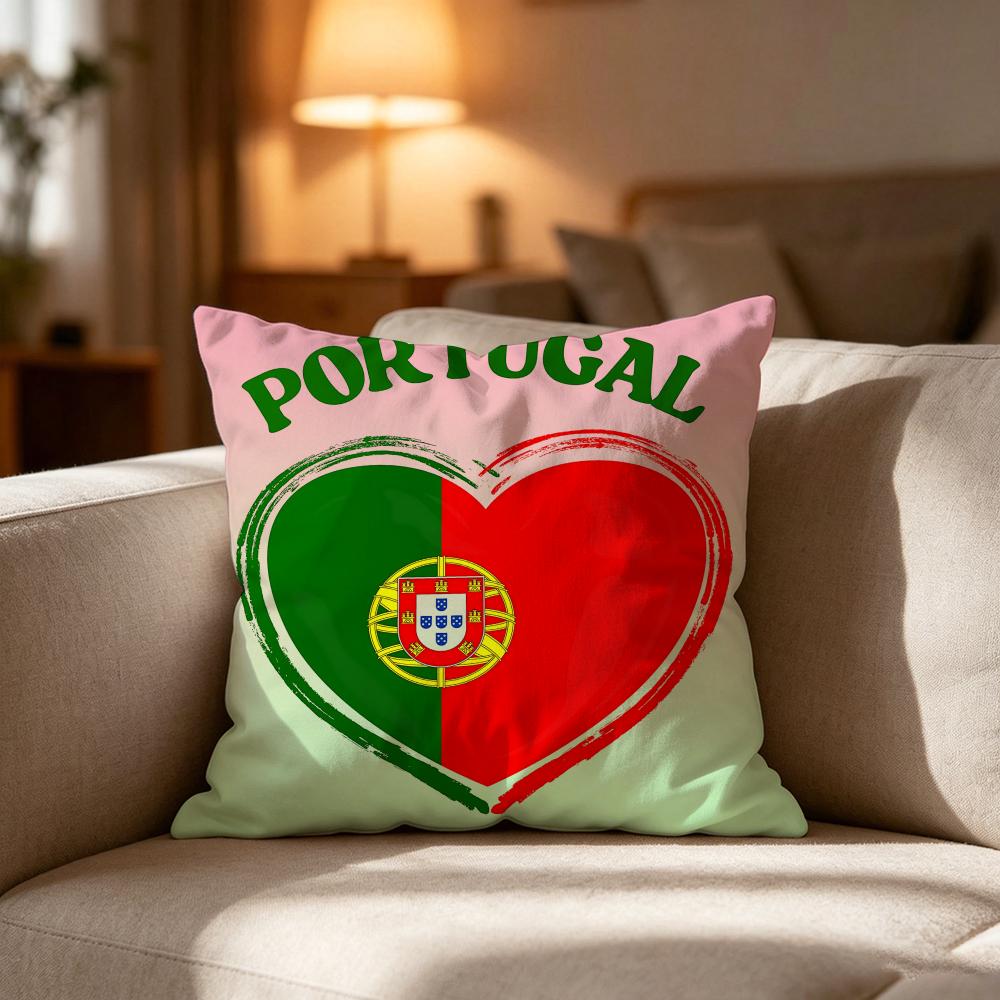 Portugal POR Flag Pillow Case Cushion Cover Soft Washable Pillow Case MultiScene For Couch Bed Travel Office Use