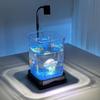 Desktop Small Fish Tank Ecological Betta Fish Tank with Light Transparent Plastic Goldfish Bowl for Home Living Room Decoration