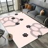 Crystal Velvet Puppy Paw Print Area Rug - Non-Slip, Soft Pink with Black & White Pads,  Polyester, Perfect for Bedro