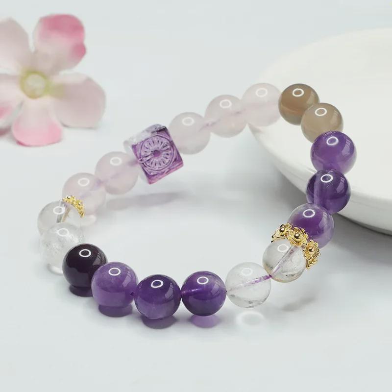 Браслет Juanyu Nine Purple Lihuo Amethyst Rose Quartz Glass CB4033003