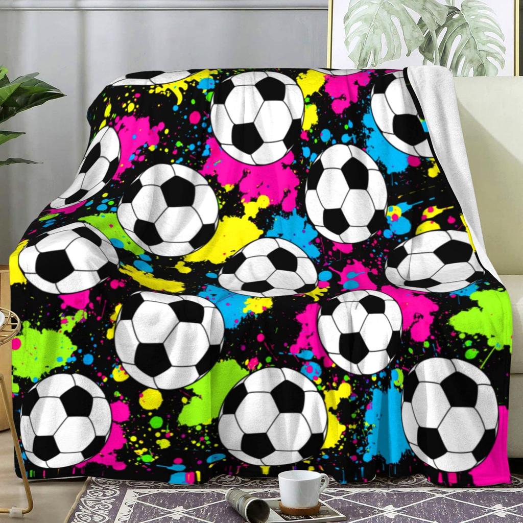 Football Sports Series Digital-printed Polyester Bedroom Velvet Flannel Cover Blanket Fleece Soft Sofa Cover Blankets for Beds