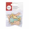 Decorative Accessory - Wooden Miniatures - Colorful Rabbits - 2x4 Cm - 12 Pieces - Adhesive Included