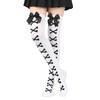 1 Paar Mädchen Schwarz Süß Niedlich Rosa Y2K Harajuku Lolita Oberschenkelhohe Strümpfe Mädchen Knochen Schleife Socken Streetwear