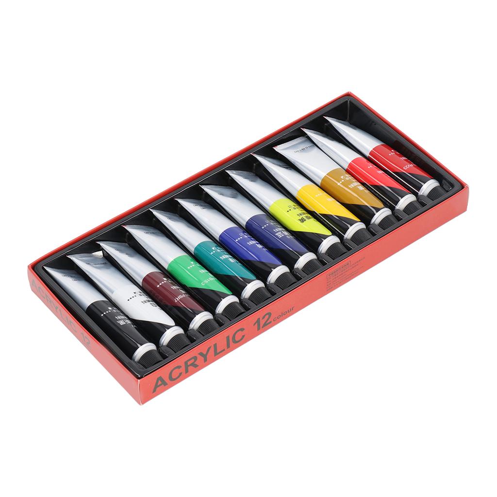 Acrylic Paint Set DIY Fluid Waterproof 12 Colors 20ml Each Fast Drying Safe Harmless Art Craft Paints for Wood Fabric