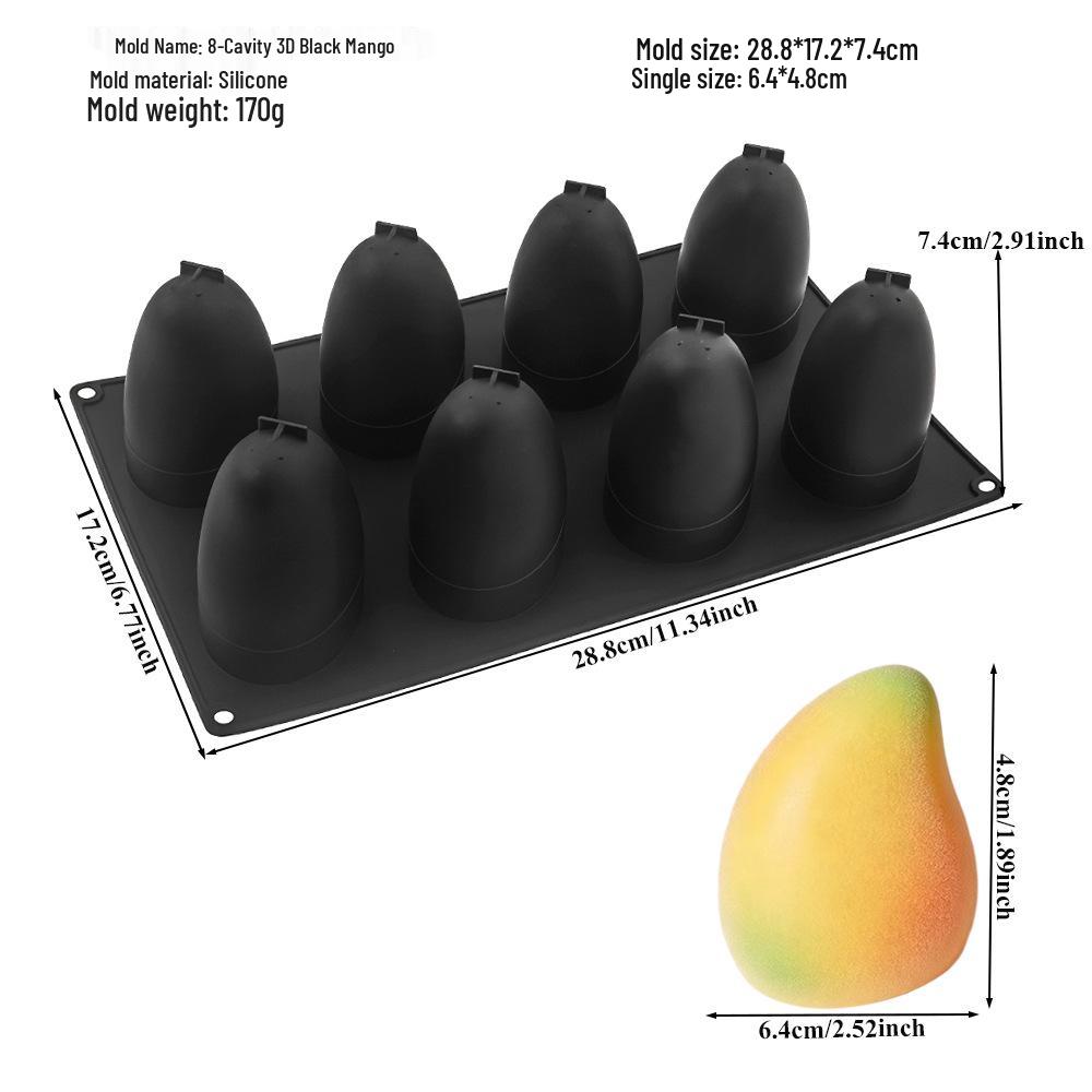 Moldes de Silicona para Mousse de Fruta 3D: Pera, Manzana, Piña, Melocotón, Durian, Frambuesa.