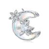WOSTU Snowflake Charm 925 Sterling Silver Zirconia Bead Pendant Fit Original Bracelet DIY Necklace Winter Jewelry For Women Xmas