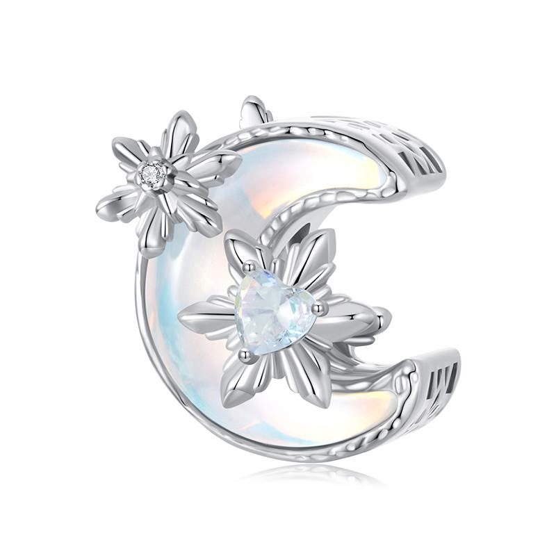 WOSTU Snowflake Charm 925 Sterling Silver Zirconia Bead Pendant Fit Original Bracelet DIY Necklace Winter Jewelry For Women Xmas