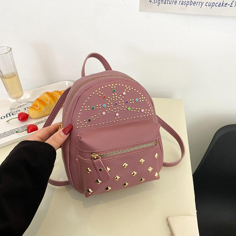Fashion Rivet Pearl Shoulder Women's Bag Summer Versatile Multifunctional Large Capacity Light Luxury Backpack