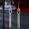 Elegant Korean Rectangle Buckle Tassel Earrings for Women