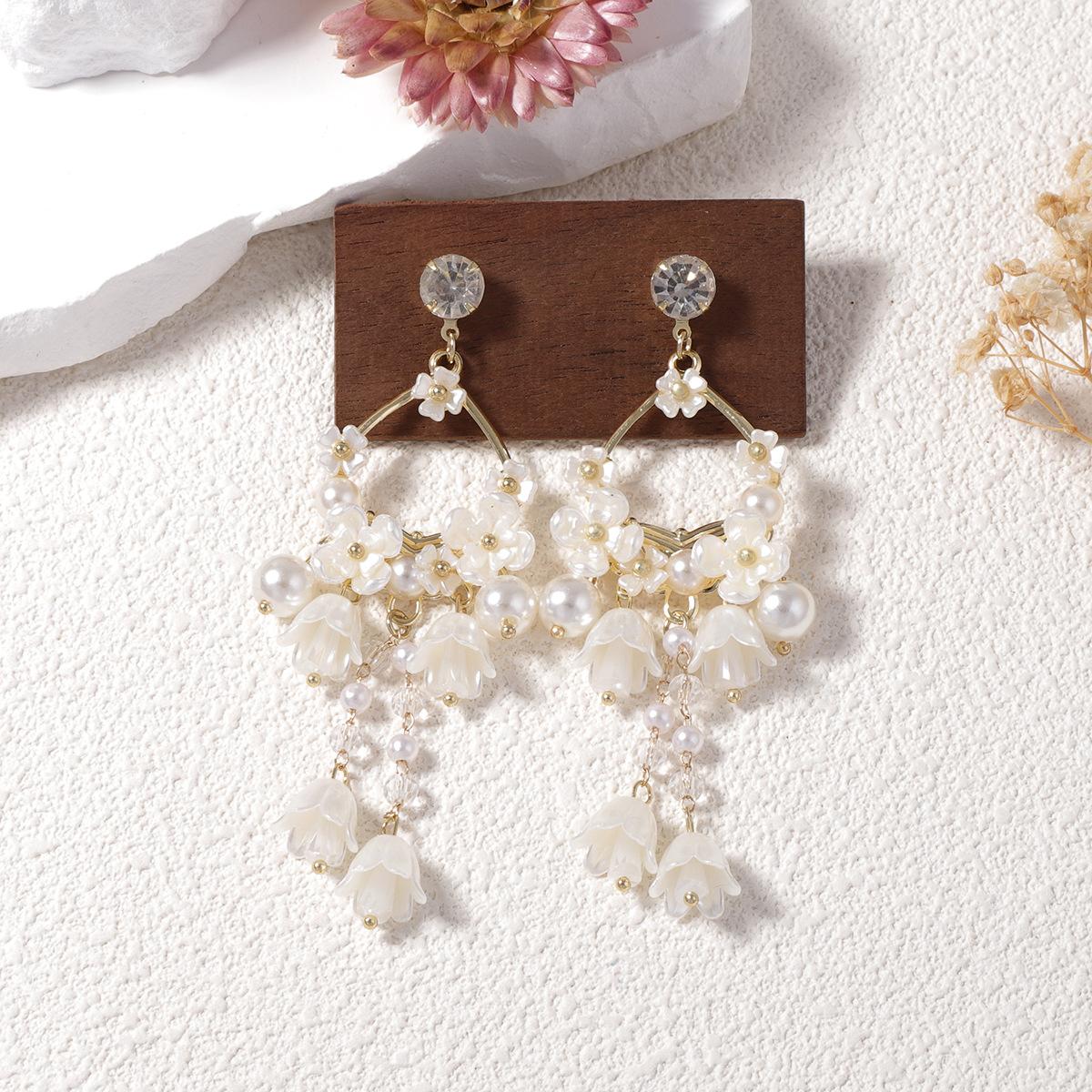 Французские ретро серьги-кисточки с искусственным жемчугом, легкая роскошь, высококлассные серьги-цветы, принцесса, супер красивые серьги в сказочном стиле