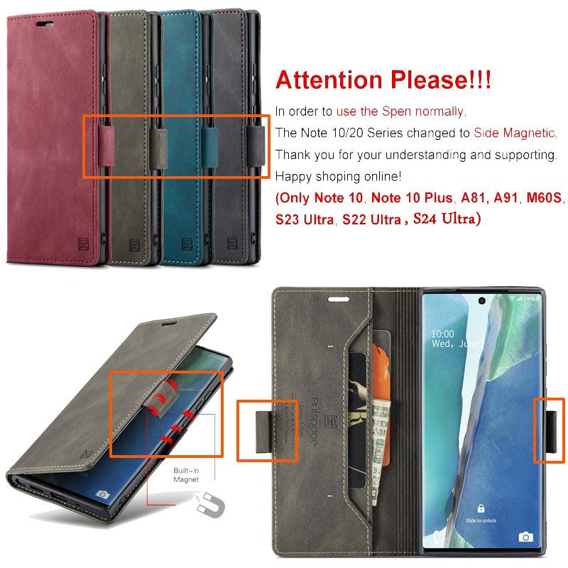Magnetyczne Skórzane Etui na Telefon Dla Samsung Galaxy S25 Edge S24 S23 S22 S21 Ultra S20 FE S10 Plus Note 20 Klapka Portfel Karta Pokrowiec Torba