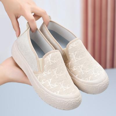 Fisherman Shoes Women's Spring and Summer New Women's Single Shoes One-pedal Breathable Canvas Shoes Fashionable Versatile Platform Student Shoes