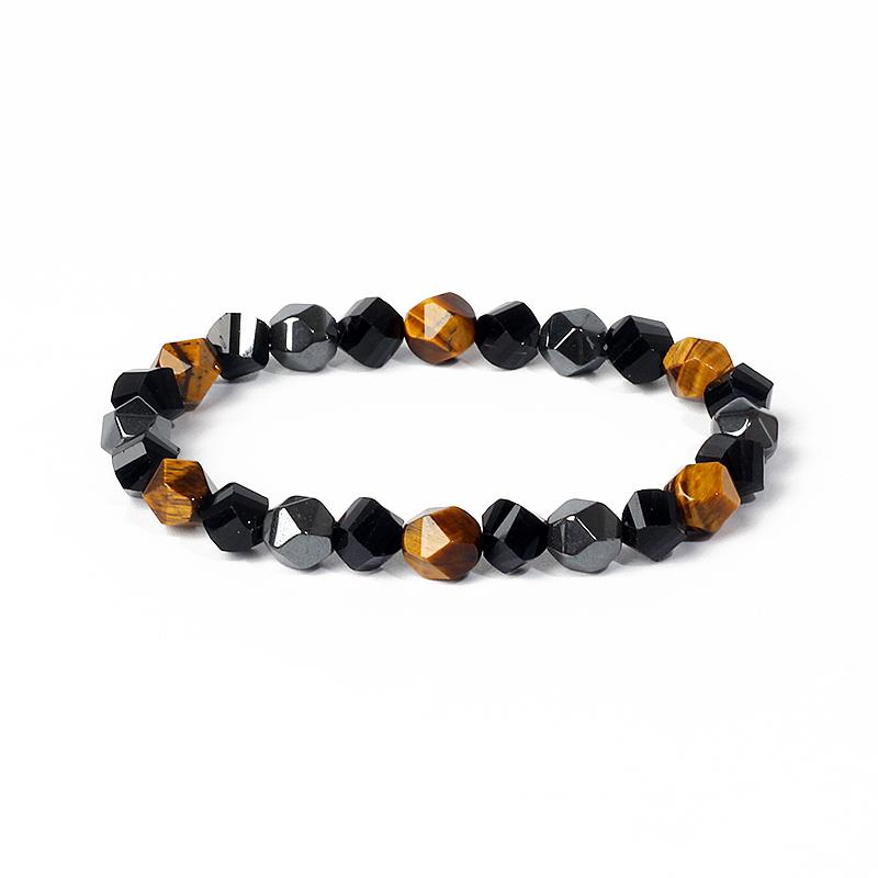 Facted Obsidian Hematite Tiger Eye Bracelets for Magnetic Health Protection Soul Jewelry Nature Stone Beads Bracelet Men Pulsera