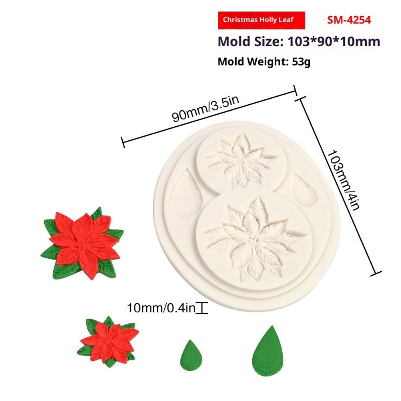 Julstjärna Julblomma Silikon Sugarcraftform Hartsverktyg Muffinform Fondant Tårtdekoreringsverktyg