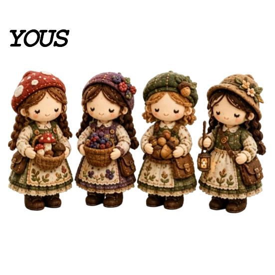 Small World Patchwork Girl DIY Kit, 3D Doll Sewing Craft Set with Pre-Cut Fabric Art Thread Needles, Cute Kit for Home Decor Handmade Gift