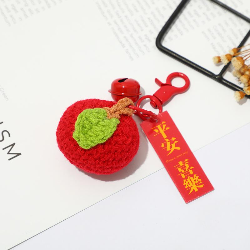 

Брелок для ключей «Яблоко», связанный крючком: Подвеска Peace & Joy — креативный подарок для машины или школьного портфеля