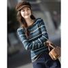 Damen Herbst Streifen Strickpullover Slim-Fit mit Merinowollmischung