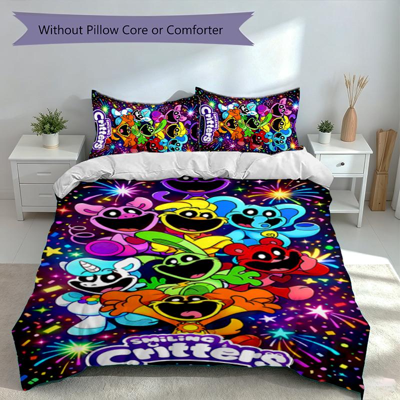 3pcs Smiling Critters Duvet Cover Set, Includes 1 Duvet Cover and 2 Pillowcases,Skin-Friendly&Comfortable Fabric,Suitable Bedding Sets