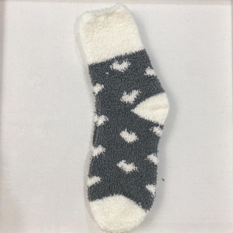 Heart Flanged Flat Women's Socks Rolled Edge Crew Cute Lovely Women's Sleeping Socks Fluffy Bed Sock for Women