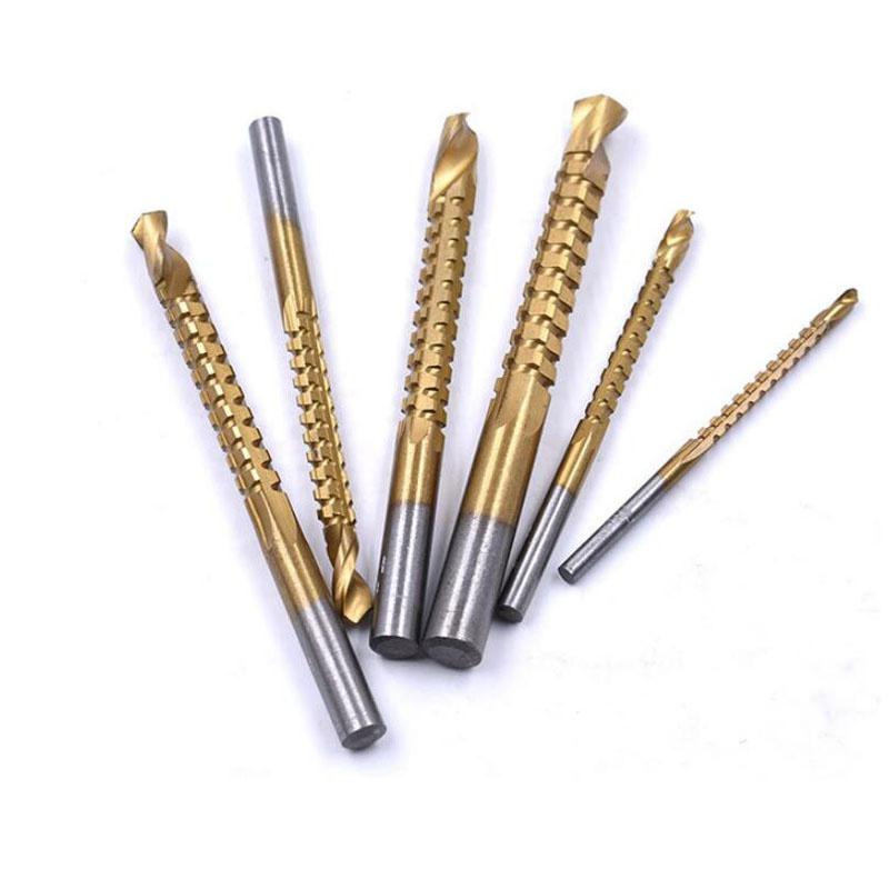 6pcs/lots 3-8mm Titanium Coated HSS Drill Bit Electric Drill Plastic Metal Hole Grooving Drill Salw Carpenter Woodworking Tools