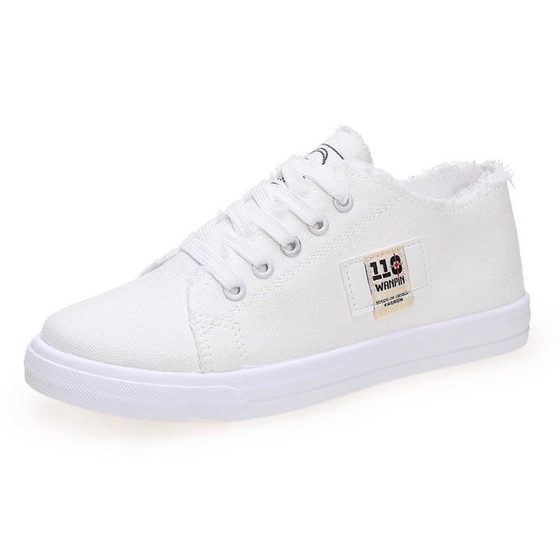 2025 Women's Canvas Shoes: New Korean Style, Flat Thick Sole, Summer Versatile White Shoes, Trendy for Female Students