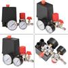 New Air Compressor Parts 90-120PSI Pressure Switch 4 Port Manifold Regulator Gauges 220-380V Aluminum Control Valve with Gauge