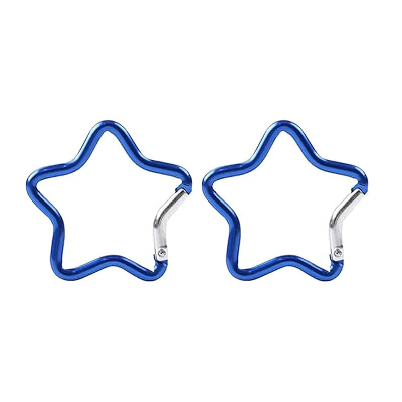 

carabiner star shape cute key ring hook aluminum carabiner 48mm multifunctional carabiner hook set of 2 (blue)
