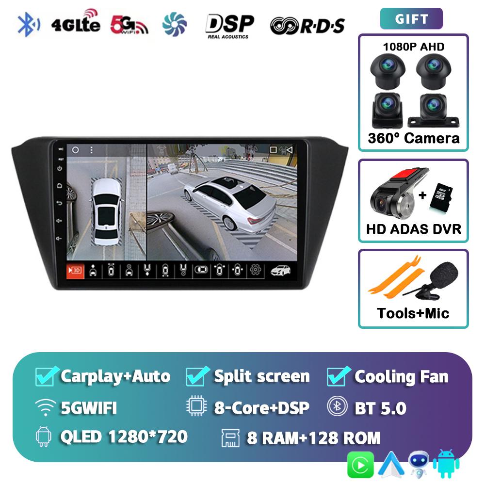 Android 14 Carplay Auto WIFI+4G Car Radio For Skoda Fabia 3 III 2014 2015 2016-2020 Multimedia GPS Player Stereo 2din Head Unit