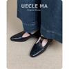 Sheepskin version~ Leather shoes Camellia retro Mary Jane shoes for women who are not tired of thick heels t-belt French light mouth single shoes