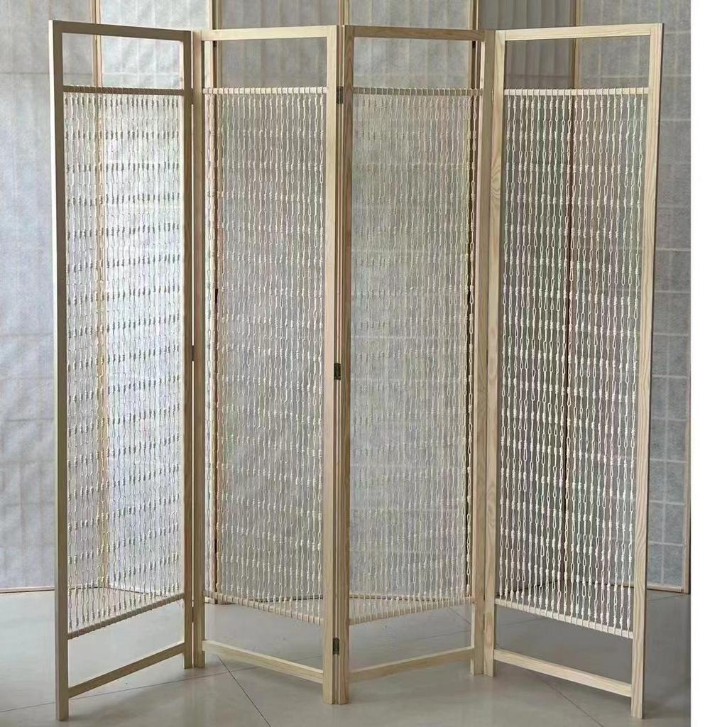 2026 Modern Chinese Solid Wood Lattice Screen: Movable Partition for Living Room, Hallway, or Hotel