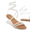 Round Head Solid Color Strap Rhinestone Large Size Strap Flash Women's Fashion Sandals Cross Strap