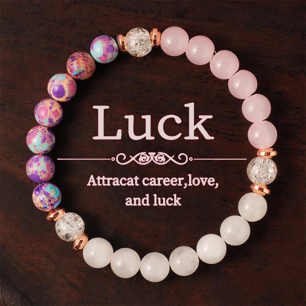

Праздничные подарки Браслет из бусин Розовый кварц Белый нефрит Фиолетово-синий кракле-камень Кристалл Сладкие модные украшения для женщин Повседневное ношение Подарок