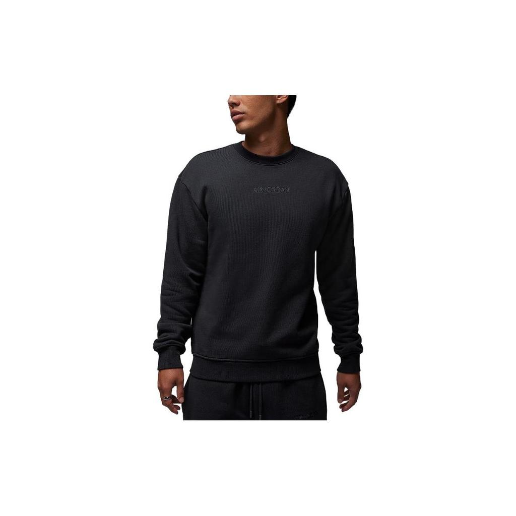 Jordan Solid Color Crew Neck Pullover Sweatshirt Men Tops Black FJ7789-045