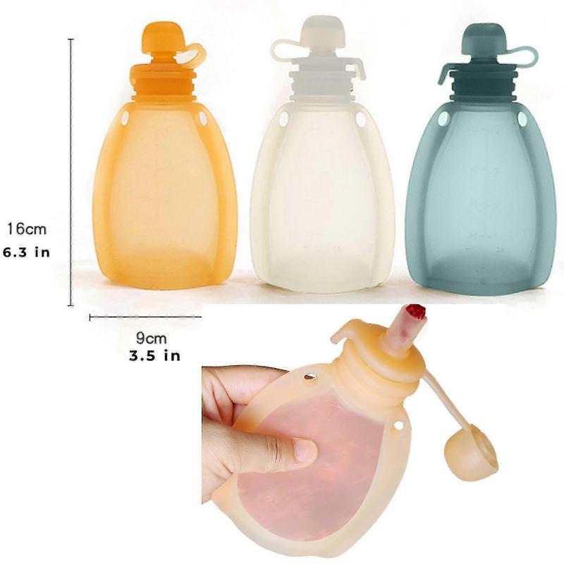 Reusable Silicone Baby Food Pouch Squeeze for Toddler Kids BPA-Free Refillable Storage Snack Bag