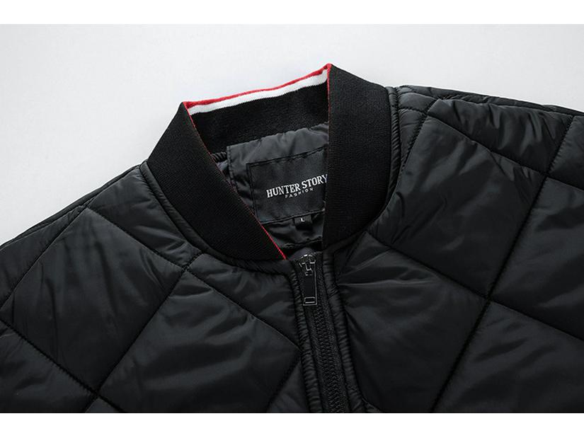 Men's Casual Diamond Baseball Collar Cotton Jacket - European & American Fashion, Plus Size for Autumn/Winter
